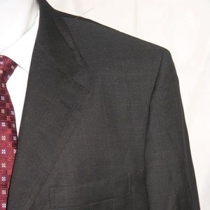 d'Avenza Roma Hand Tailored Greenish Gray Plaid Three Button Suit 48L